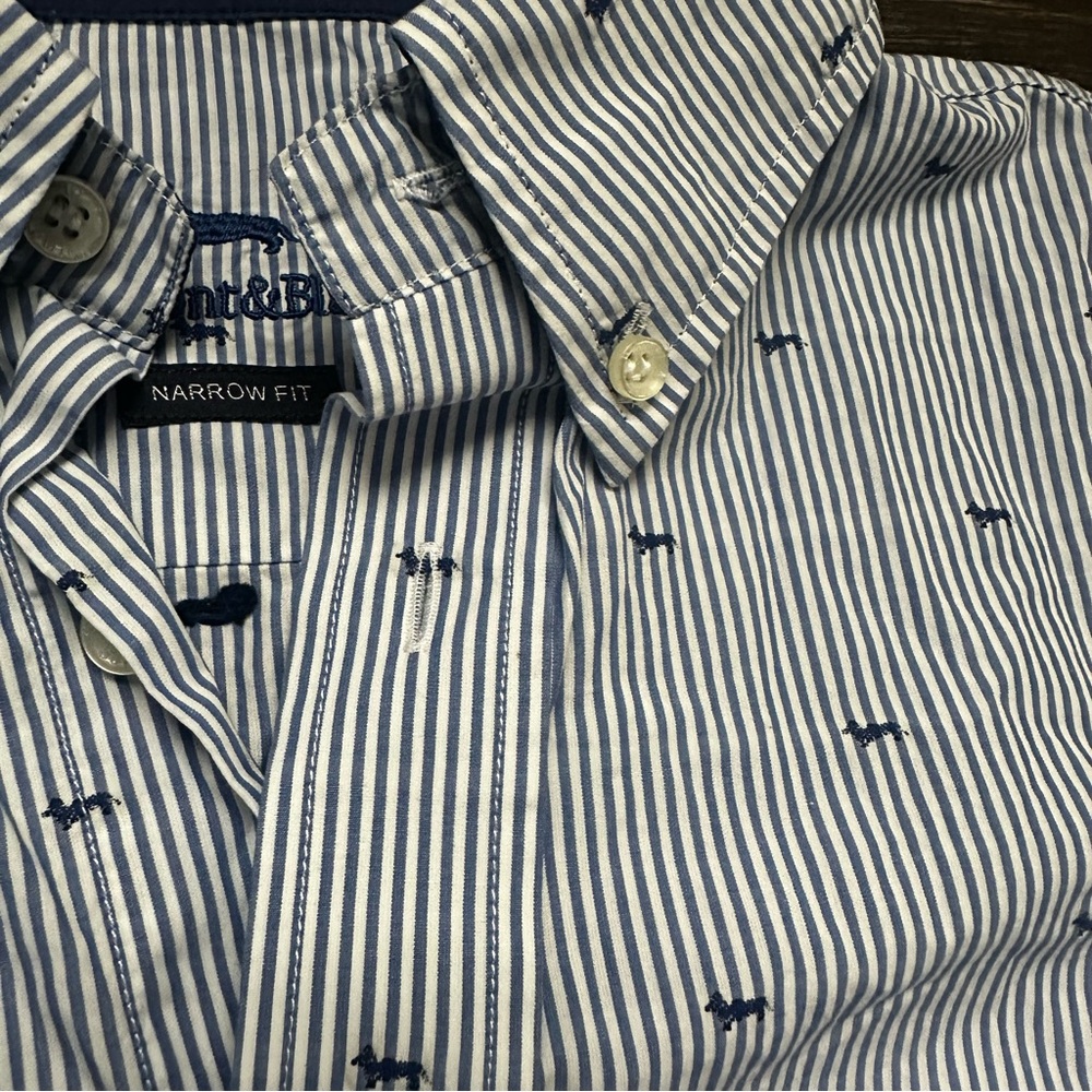 Harmont & Blaine Harmont Blaine Blue Stripe With Dachshund Embroidery View 2